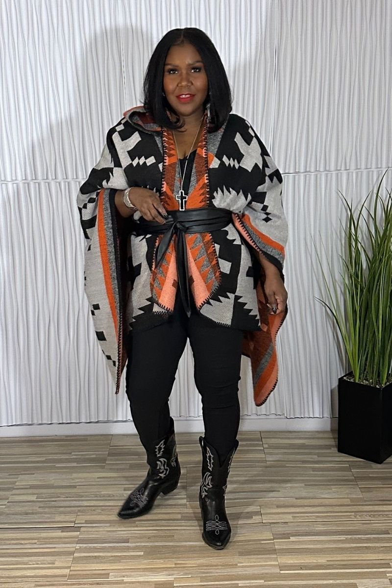 Aztec Luxe Hooded Poncho