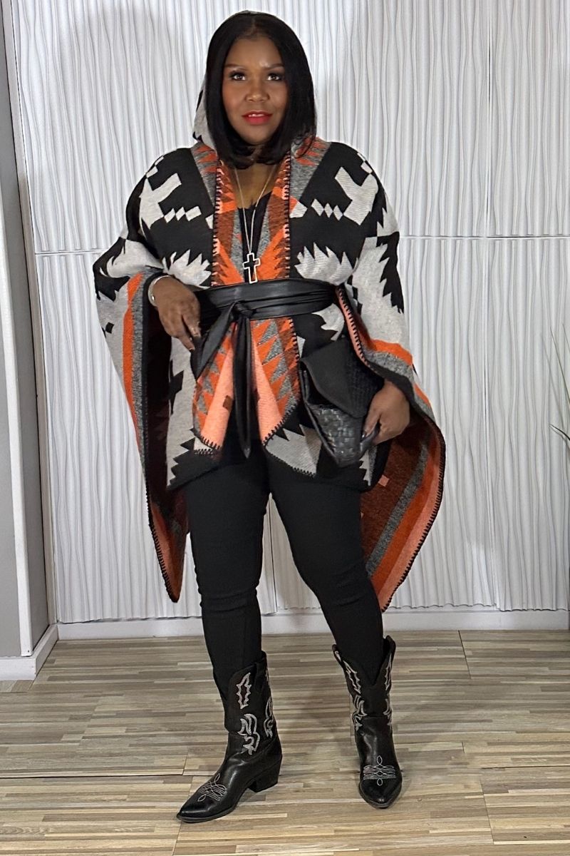 Aztec Luxe Hooded Poncho