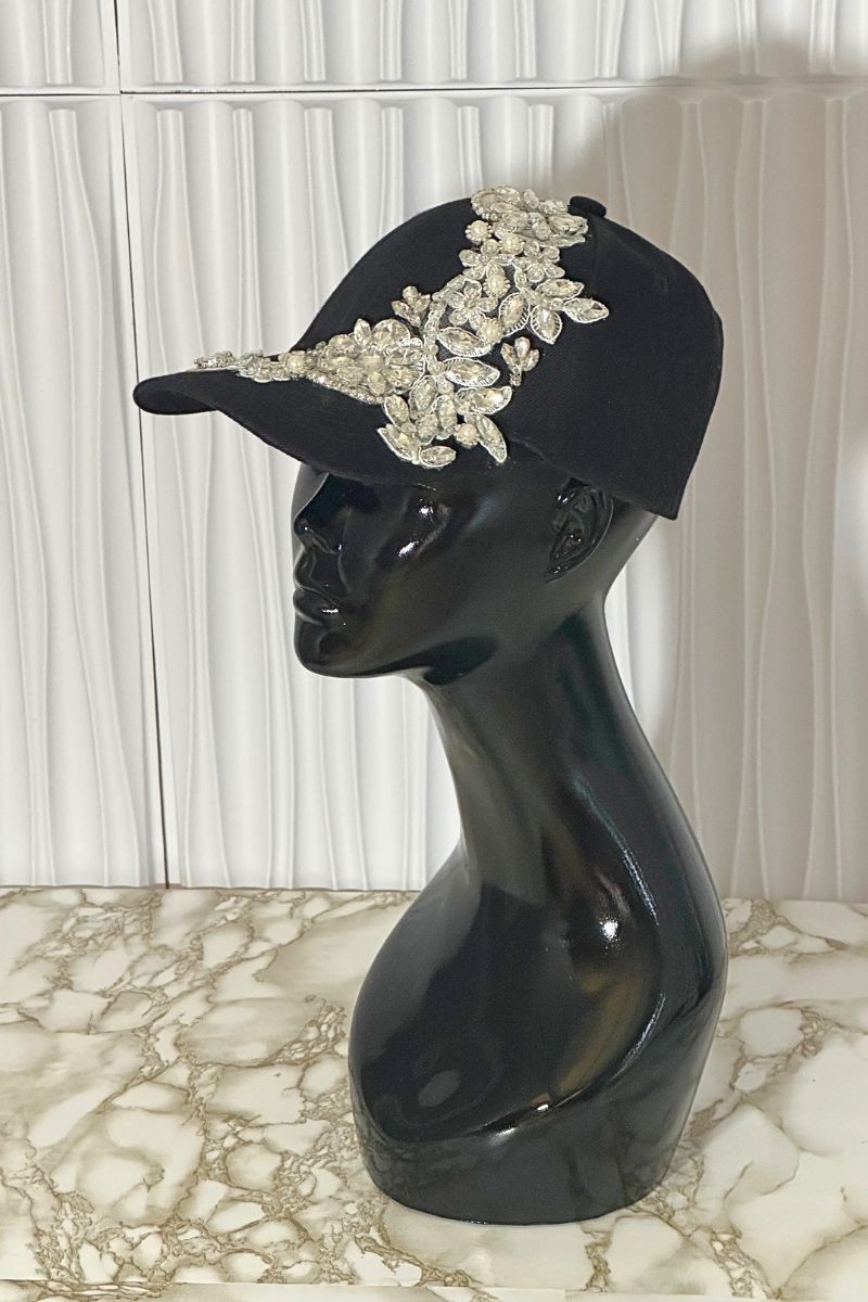 Black Rhinestone Custom Baseball Cap