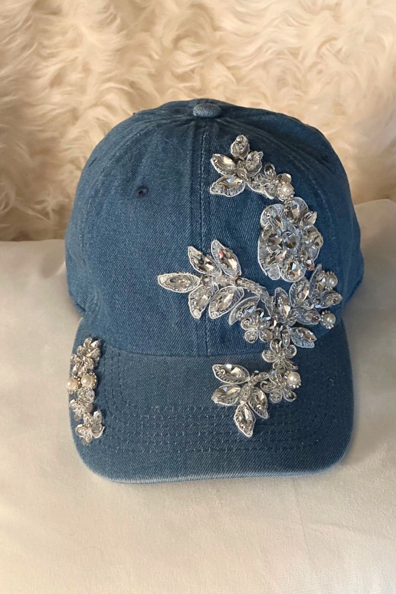 Denim Rhinestone Baseball Cap